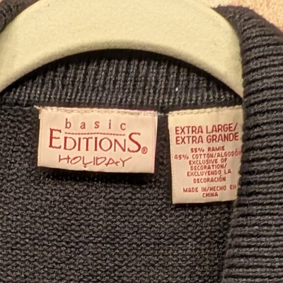 Basic Editions Holiday Cardigan Black with Holiday Embroidery Size XL - Picture 12 of 12